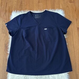FIGS Scrub Top Women’s 3XL Catarina One-Pocket Scrub Shirt Navy Blue Healthcare